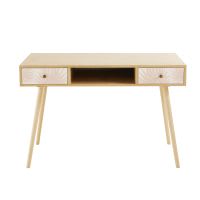 Bureau vintage 2 tiroirs blanc et rose pâle Bureau vintage 2 tiroirs blanc et rose pâle