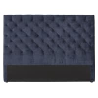 CHESTERFIELD - Cabecero de 160 cm en terciopelo capitonado color azul noche