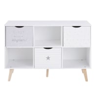 DREAMS - Cabinet de rangement 3 tiroirs gris et blanc à motifs