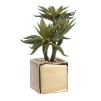 JEN - Cactus artificial en maceta de gres dorado