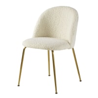 GINETTE - Cadeira com círculos brancos e metal cromado dourado