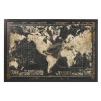 PRESCOTT - Cadre lumineux carte du monde noire 180x120
