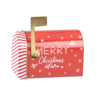 Lote de 2 - Caixa de correio de Natal em metal vermelho, branco e dourado