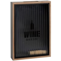 WINE - Caixa para rolhas preta, bege e cinzenta com vidro estriado estampado preto