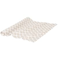 LEITHA - Caminho de mesa em algodão biológico estampado cru, bege, cinzento-antracite e dourado 45x150