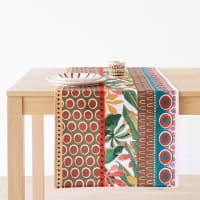 CERRANDO - Camino de mesa de algodón con estampado colorido 48 x 150