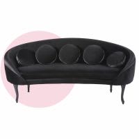 Canapé 3 places en velours et satin noirs Canapé 3 places en velours et satin noirs