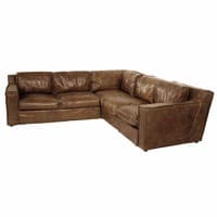 Canapé d'angle vintage 4 places en cuir cognac Canapé d'angle vintage 4 places en cuir cognac
