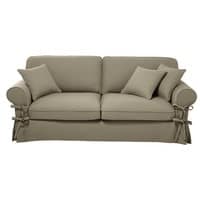 Canapé-lit 3/4 places en coton beige, matelas 6 cm Canapé-lit 3/4 places en coton beige, matelas 6 cm