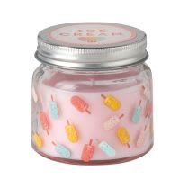 Candela profumata rosa e vasetto in vetro stampato con coperchio Candela profumata rosa e vasetto in vetro stampato con coperchio