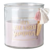 Candela talpa con 3 stoppini in vetro con stampa dorata Candela talpa con 3 stoppini in vetro con stampa dorata