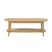 SUZELLE - Canework coffee table in pine with 2 levels