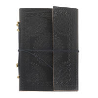 Carnet de notes en cuir noir à motifs Carnet de notes en cuir noir à motifs