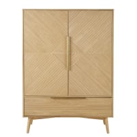 AXELLE - Carved wardrobe with 2 doors and 1 drawer