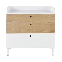 PERFECTO - Cassettone a 3 cassetti color bianco e naturale