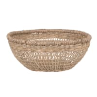 Cesta de junco de mar trenzado en beige