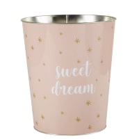 SWEET DREAMS - Cestino in metallo rosa con stampa