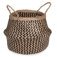Cestino tailandese in fibra vegetale nera H 28 cm ZIG ZAG Cestino tailandese in fibra vegetale nera H 28 cm ZIG ZAG