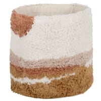 KERAK - Cesto em tecido de algodão castanho, bege e terracota