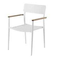 Chaise de jardin en aluminium blanc et teck Chaise de jardin en aluminium blanc et teck