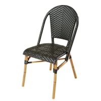 KAFE BUSINESS - Chaise de jardin professionnelle en résine tressée noire H88