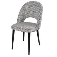 Chaise en velours motifs noirs et blancs et bouleau Chaise en velours motifs noirs et blancs et bouleau