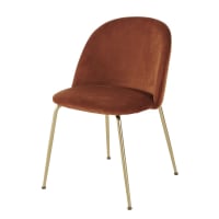 GINETTE - Chaise en velours orange écureuil