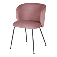 KATE - Chaise en velours rose et métal noir