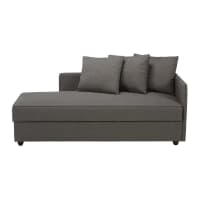 CLÉA - Chaise longue-baú de tecido cinzenta