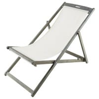 Chaise longue / chilienne pliante ivoire en acacia grisée Chaise longue / chilienne pliante ivoire en acacia grisée
