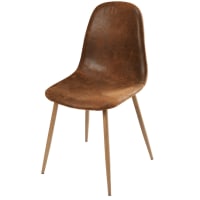 CLYDE - Chaise style scandinave en microsuède marron vieilli