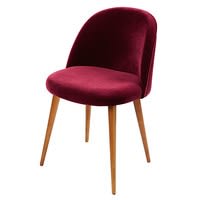 Chaise vintage en velours bordeaux et bouleau Chaise vintage en velours bordeaux et bouleau