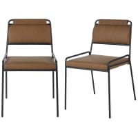 CHELAN BUSINESS - Chaises de bureau professionnelles marron (x2)