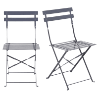 GUINGUETTE - Chaises de jardin pliantes en acier gris anthracite (x2)