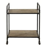 Chariot à roulettes en métal et bois L 64 cm Chariot à roulettes en métal et bois L 64 cm