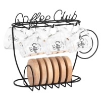 COFFEE CLUB - Chávenas de café de vidro (x6) com suporte de metal preto