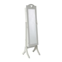VALENTINE - Cheval mirror with storage in white 42x160