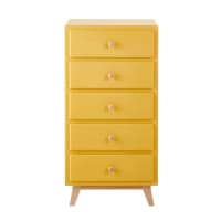SWEET - Chifonier vintage amarillo mostaza con 5 cajones