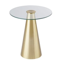 Clear glass and gold metal side table
