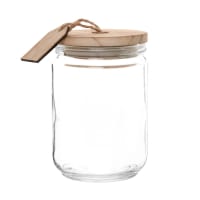 Clear wood and glass jar