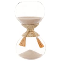 MOTAH - Clessidra beige in vetro con accessorio in rafia