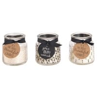 Coffret 3 bougies en verre à motifs Coffret 3 bougies en verre à motifs