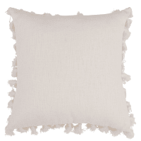 LIMA - Cojín con pompones de algodón color crudo 50x50