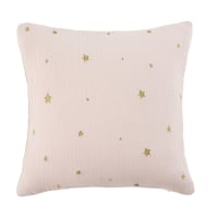 BEA - Cojín de algodón rosa con estampado de estrellas doradas 35x35