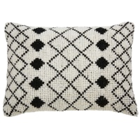 LOTI - Cojín de lana y algodón crudo con motivos negros 40x60 cm