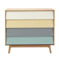 FJORD - Commode vintage 4 tiroirs multicolore