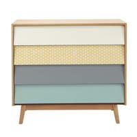 Commode vintage 4 tiroirs multicolore Commode vintage 4 tiroirs multicolore