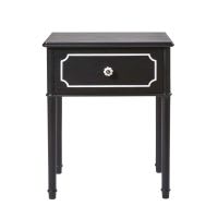 Comodino a 1 cassetto nero e bordo bianco Comodino a 1 cassetto nero e bordo bianco