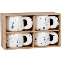 COSTEBELLE - Conjunto de chávenas (x4) em grés branco e azul-marinho pintado à mão