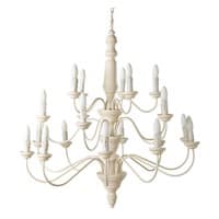 CONSTANCE metal and wood 20 branch chandelier in cream D 90cm CONSTANCE metal and wood 20 branch chandelier in cream D 90cm